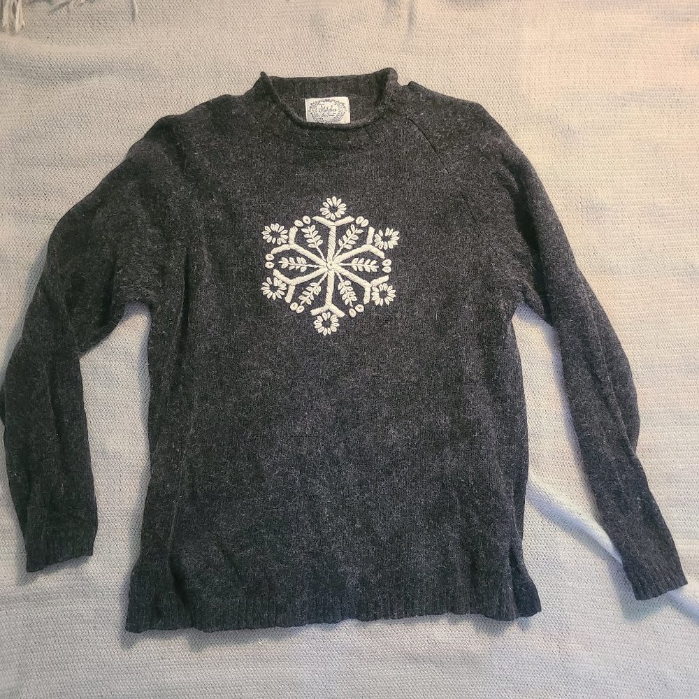 Gray Angora Snowflake Sweater
